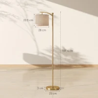 HOMCOM Lampadar LED cu Telecomandă, Lumină Reglabilă în 11 Temperaturi de Culoare și 11 Niveluri de Luminozitate, Auriu(m-3)