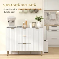 HOMCOM Bufet Modern cu 3 Sertare, 2 Dulapuri și Rafturi Reglabile, Lemn și Metal, Alb(m-9)