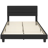 HOMCOM Cadru de Pat Dublu cu Lamele, 160x200cm, Negru(m-1)