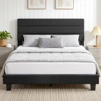 HOMCOM Cadru de Pat Dublu cu Lamele, 160x200cm, Negru(m-2)