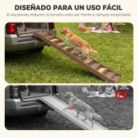 PawHut Rampa para Perros Plegable 154 cm Rampa para Perros para Coche Cama con 10 Escalones Antideslizantes Carga 25 kg Marrón(m-4)
