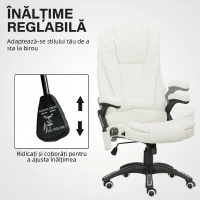 Vinsetto Scaun de Birou Reclinabil cu Masaj, Înălțime Reglabilă, Telecomandă, Textil cu Aspect de In, Crem(m-5)