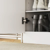 HOMCOM Armário de sapatos com 2 portas, 6 prateleiras ajustáveis, dobradiças com fecho suave para 21 pares, madeira natural(m-11)