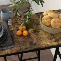 HOMCOM Conjunto Mesa Alta de Cocina con 2 Taburetes Marco de Acero Estilo Industrial Mesa Alta para Comedor Marrón Rústico(m-8)