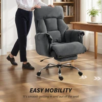 HOMCOM Chaise Bureau Ergonomique, Fauteuil de Bureau Inclinable, Hauteur Réglable, Appui-tête, Dossier Haut, Gris Foncé(m-8)