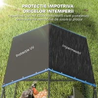 PawHut Adăpost pentru Găini de Exterior, 3x1x1m, din Oțel Zincat cu Semi-Acoperiș Impermeabil, Negru(m-5)