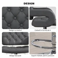 HOMCOM Scaun de Bar Reglabil, Șezut Extra Large Rotativ din Piele Ecologică PU, Gri(m-7)