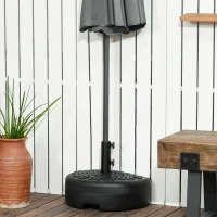 Outsunny Base de Pared para Sombrilla Ø38/48 mm Soporte Semicircular de Parasol Rellenable de Arena 21 kg o Agua 18 kg Negro(m-2)