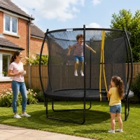 SPORTNOW 8ft Outdoor Trampoline with Enclosure Net, Spring Cover, Black(m-2)
