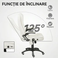 Vinsetto Scaun de Birou Reclinabil cu Masaj, Înălțime Reglabilă, Telecomandă, Textil cu Aspect de In, Crem(m-7)