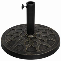 Outsunny Bază rotundă pentru umbrelă, pentru stâlpi de Ø38 și Ø48 mm, din rășină și oțel, Ø45 cm, bronz(m-12)