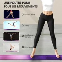 SPORTNOW Poutre de gymnastique pliable fond antidérapant, poignée de transport, 236 x 10/15 x 6,5 cm violet et rose(m-7)