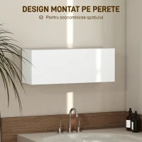 HOMCOM Dulap Suspendat pentru Baie cu Ușă Rabatabilă și Rafturi, 80x25x30 cm, Alb(m-4)