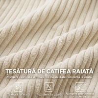 HOMCOM Canapea Modulară în U cu 4 Locuri, 2 Pufuri cu Depozitare, Catifea Reiată, 306x153x85 cm, Crem(m-7)