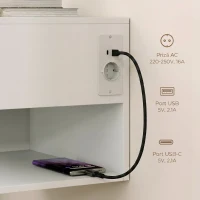 HOMCOM Set Noptiere Suspendate cu Sertar și Raft, Noptiere Moderne pentru Canapea, 40 x 35 x 30 cm, Alb(m-6)