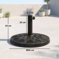 Outsunny Bază rotundă pentru umbrelă, pentru stâlpi de Ø38 și Ø48 mm, din rășină și oțel, Ø45 cm, bronz(m-3)
