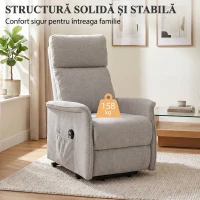 HOMCOM Fotoliu Electric cu Ridicare și Reclinare din Chenille cu Spătar Înalt, Telecomandă, Gri Deschis(m-7)