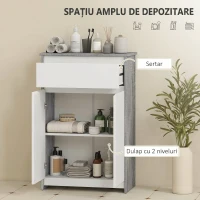 kleankin Dulap de Baie Independent cu Sertar și Uși Duble, Gri-Alb(m-4)