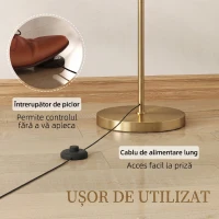 HOMCOM Lampadar LED cu Telecomandă, Lumină Reglabilă în 11 Temperaturi de Culoare și 11 Niveluri de Luminozitate, Auriu(m-5)