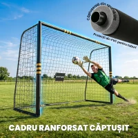 SPORTNOW Poartă de Fotbal Cu Plasă Și Căptușeală din Epe, Negru și Galben(m-5)