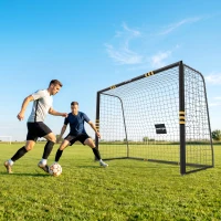 SPORTNOW Poartă de Fotbal Cu Plasă Și Căptușeală din Epe, Negru și Galben(m-2)