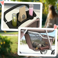 PawHut Carrito para Perros Pequeños con Cesta de Almacenaje Ventanas de Malla y Cinturón de Seguridad 77x44x102 cm Café(m-8)