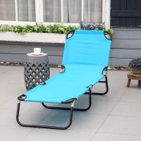 Outsunny Garden Sun Lounger, with Five-Position Back - Light Blue(m-10)