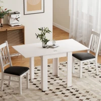 HOMCOM Mesa de Comedor Extensible para 4-6 Personas en Madera y Acero 140x80x77,5 cm Blanco(m-4)