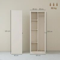 HOMCOM Besenschrank Mehrzweckschrank aus Stahl Vorratsschrank mit Staubsaugerfach & Verstellbaren Einlegeböden 60 x 40 x 165 cm(m-3)