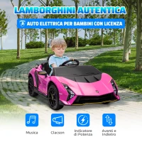 AIYAPLAY Macchina Elettrica Bambini 3-6 Anni 12V Lamborghini Autentica con 2 Motori, Porta a Forbice, Sospensioni, Rosa(m-4)