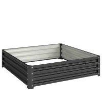 Outsunny Carré potager de jardin acier galvanisée 120 x 120 x 30 cm gris(m-1)