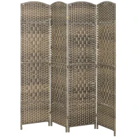 HOMCOM Paravent intérieur en bois 4 panneaux séparateur de pièce pliable pour salon chambre 180 x 180 cm chêne foncé(m-12)