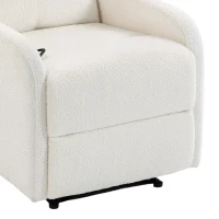HOMCOM Fauteuil Relax Inclinable, Fauteuil de Relaxation en Peluche Teddy, Assise à Ressorts, Accoudoirs Rembourrés, Crème(m-12)