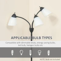 HOMCOM Arc Tree Floor Lamp with 3 Adjustable Rotating Lights, Industrial Standing Lamp with Steel Frame for Bedroom Living Room, 155cm, Black(m-7)
