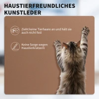 HOMCOM Bürostuhl mit Katzenpfotenleder-Bezug, Fußstütze, höhenverstellbar, rollbar, Braun(m-6)