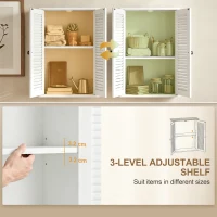 HOMCOM Bathroom Cabinet, Bathroom Wall Cabinet with Louvered Doors and Adjustable Shelf Storage for Kitchen, White(m-5)