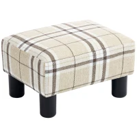 HOMCOM Linen Fabric Footstool Ottoman Cube with 4 Plastic Legs, Multi-colored(m-1)