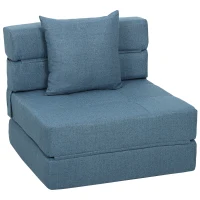 HOMCOM Chauffeuse canapé-lit convertible fauteuil 1 place avec 1 coussin déhoussable, tissu bleu foncé(m-1)