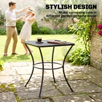 Outsunny 60cm Square Garden Table, Outdoor Metal Bistro Side Desk with Mesh Top, Black(m-4)