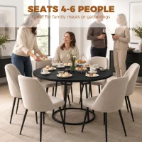 HOMCOM Dining Table Space Saving Kitchen Table Spliced Tabletop Conical Metal Base 120 cm Round Black(m-4)