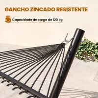 Outsunny Suporte para Cama de Rede de Metal Estrutura para Cama de Rede Carga 120 kg 360x92x112 cm Preto(m-6)