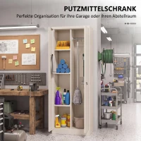 HOMCOM Besenschrank Mehrzweckschrank aus Stahl Vorratsschrank mit Staubsaugerfach & Verstellbaren Einlegeböden 60 x 40 x 165 cm(m-4)