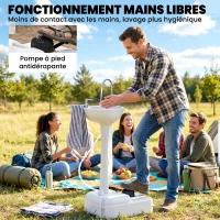 Outsunny Évier de camping portable, lavabo portable pour camping, station lavage avec roues, distributeur de savon gris(m-5)