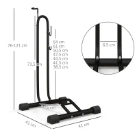 HOMCOM Supporto per Bici con Ganci Regolabili, Compatibile con Biciclette 24"-29" e 700c, per Garage, Interno ed Esterno, Nero(m-3)