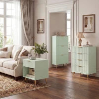 HOMCOM Elegant Three-Drawer Shoe Cabinet - Light Green(m-9)