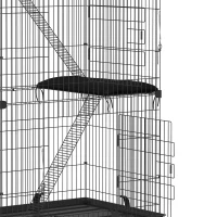 PawHut 3-Tier Large Cat Cage Indoor, Detachable Metal Wire Kennel with Hammock, Platforms, Tray and Cushions for 1-2 Kittens(m-11)