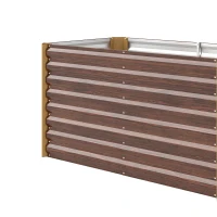 Outsunny Lot de 2 lits de jardin surélevés carrés potagers cadre en acier galvanisé fond ouvert 120 x 60 x 60 cm effet bois marron(m-11)