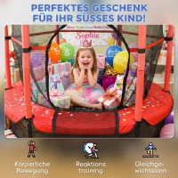 HOMCOM Trampolin für Kinder, Ø163 cm, mit Sicherheitsnetz, für drinnen und draußen, Belastung bis 50 kg, Stahl, Kunststoff, Rot(m-9)