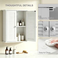 HOMCOM Bathroom Cabinet, Bathroom Wall Cabinet with Louvered Doors and Adjustable Shelf Storage for Kitchen, White(m-7)