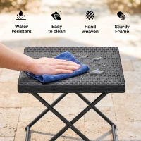 Outsunny Square PE Wicker Rattan Folding Table - Black(m-5)